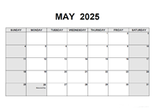 May 2025 PDF Calendar