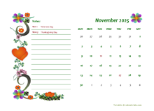 November 2025 Calendar Dates