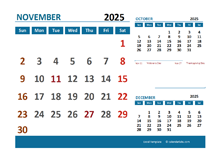 November 2025 Excel Calendar with Holidays