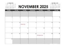 November 2025 Calendar Excel