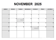 November 2025 PDF Calendar