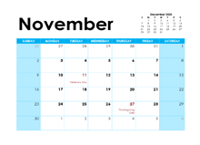 November 2025 Calendar with Holidays