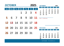 October 2025 Excel Calendar with Holidays