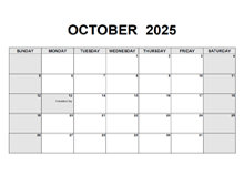 October 2025 PDF Calendar