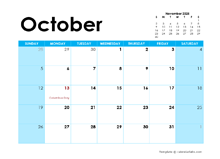 October 2025 Calendar with Holidays