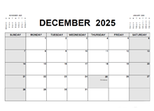 Printable December 2025 Calendar PDF