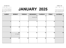 Printable January 2025 Calendar PDF