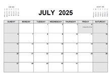 Printable July 2025 Calendar PDF