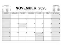 Printable November 2025 Calendar PDF