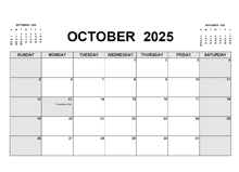 Printable October 2025 Calendar PDF