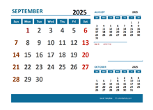 September 2025 Excel Calendar with Holidays