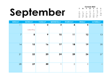 September 2025 Calendar with Holidays