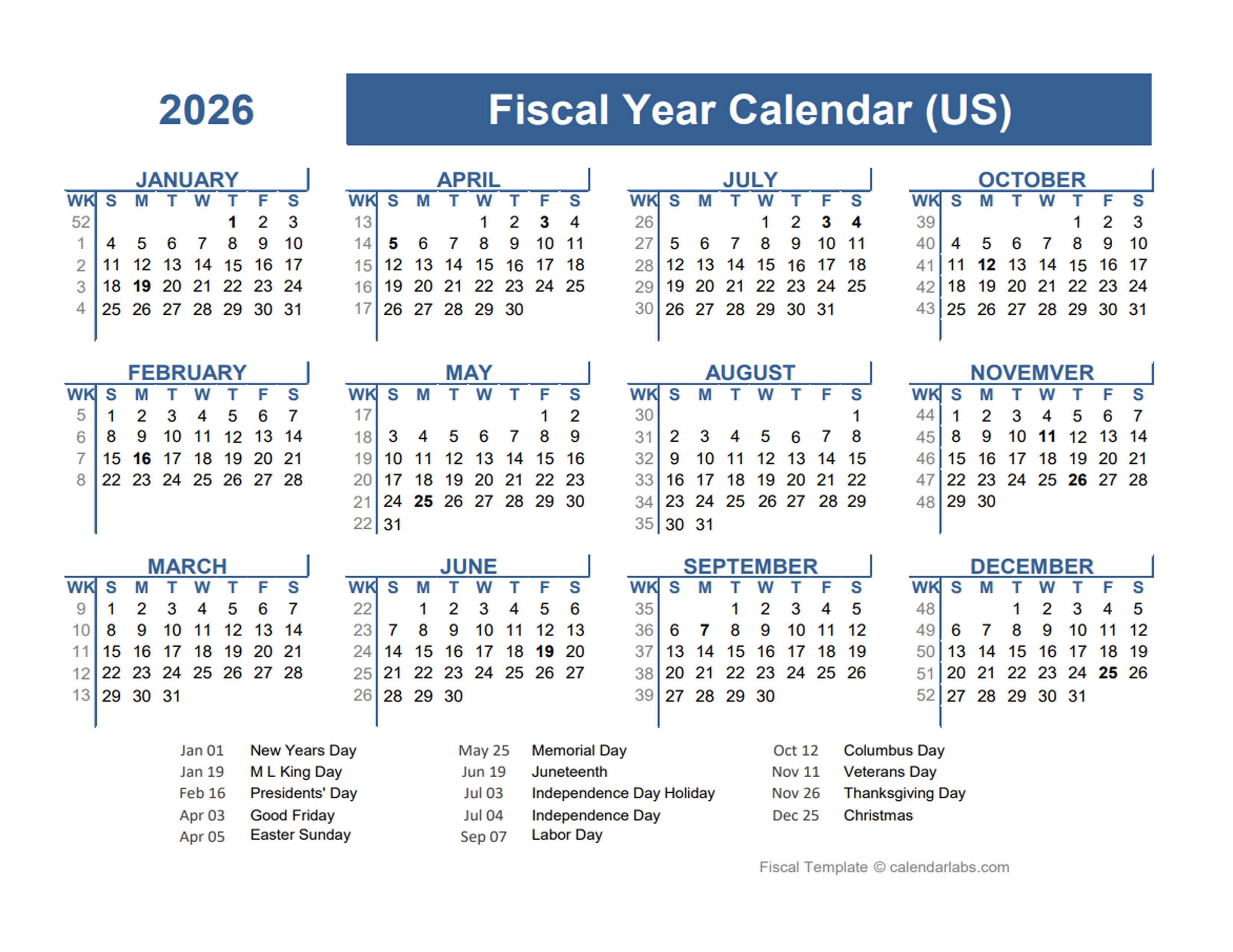 2026-2027 Fiscal Planner USA - Free Printable Templates