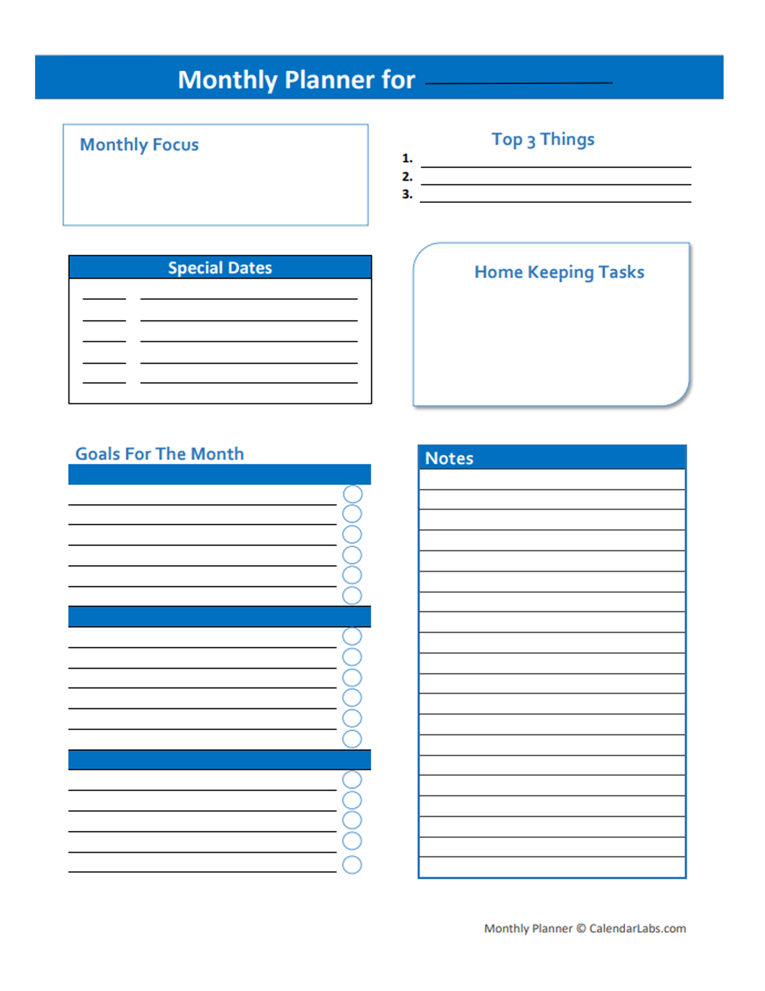 Editable Monthly Goal Planner - Free Printable Templates