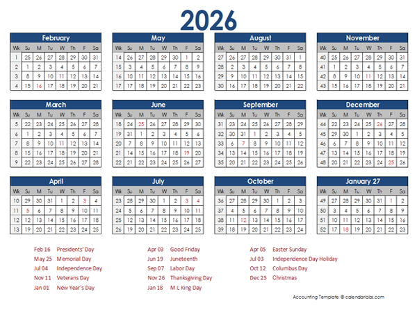 2026 Accounting Calendar 4-5-4 - Free Printable Templates