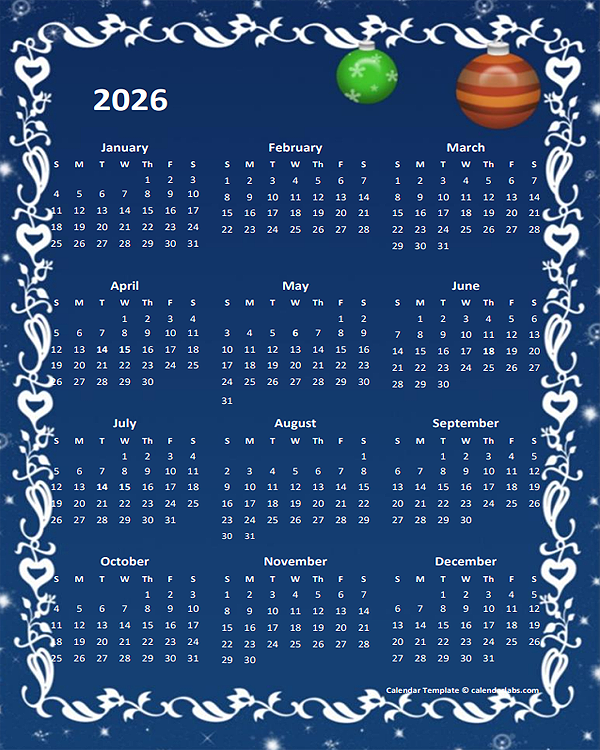 2026 Yearly Calendar Design Template - Free Printable Templates