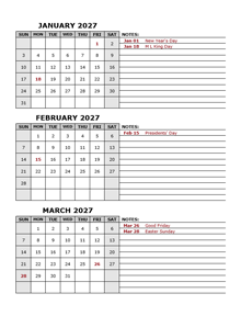 2027 Quarterly Calendar With Holidays