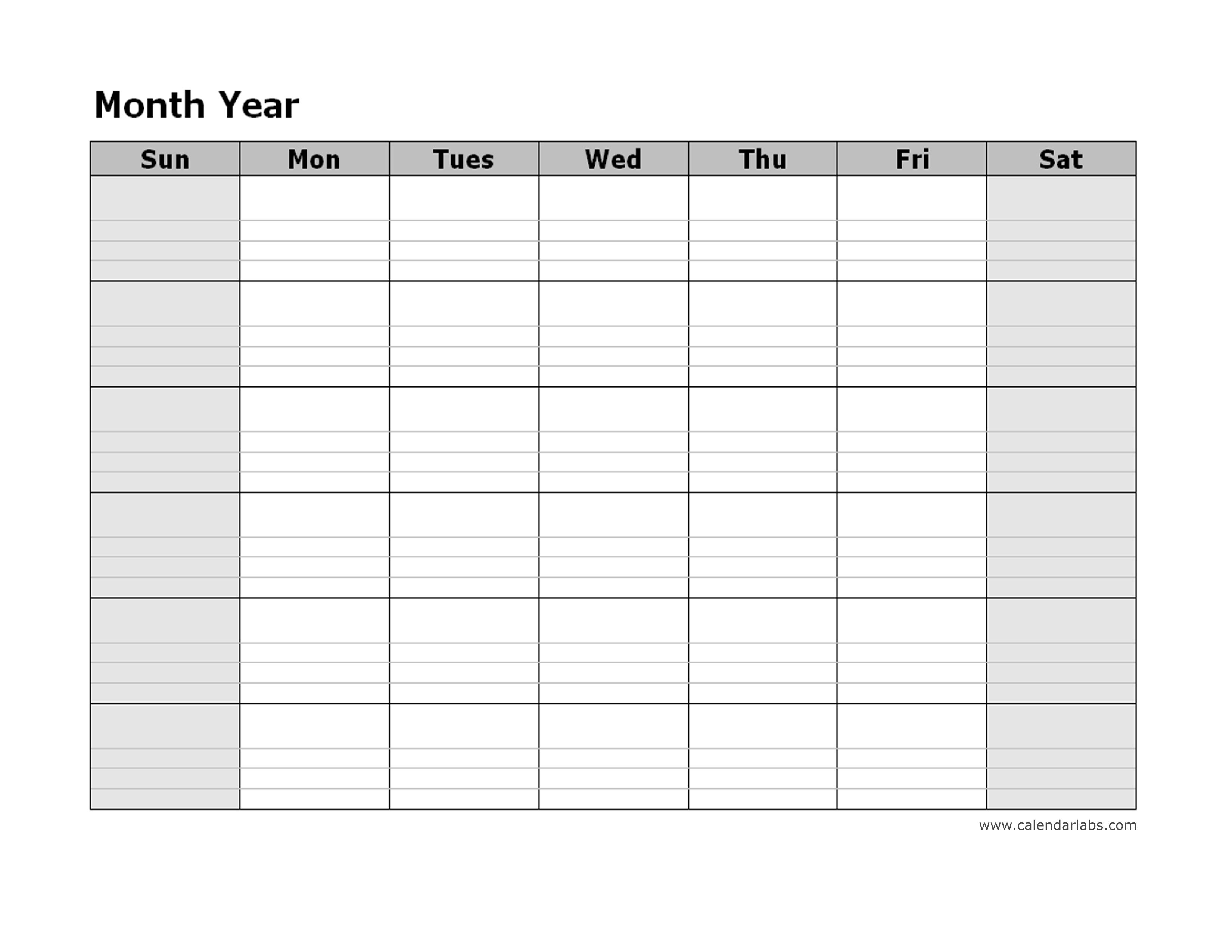 Monthly Calendar Printable Template - prntbl.concejomunicipaldechinu.gov.co