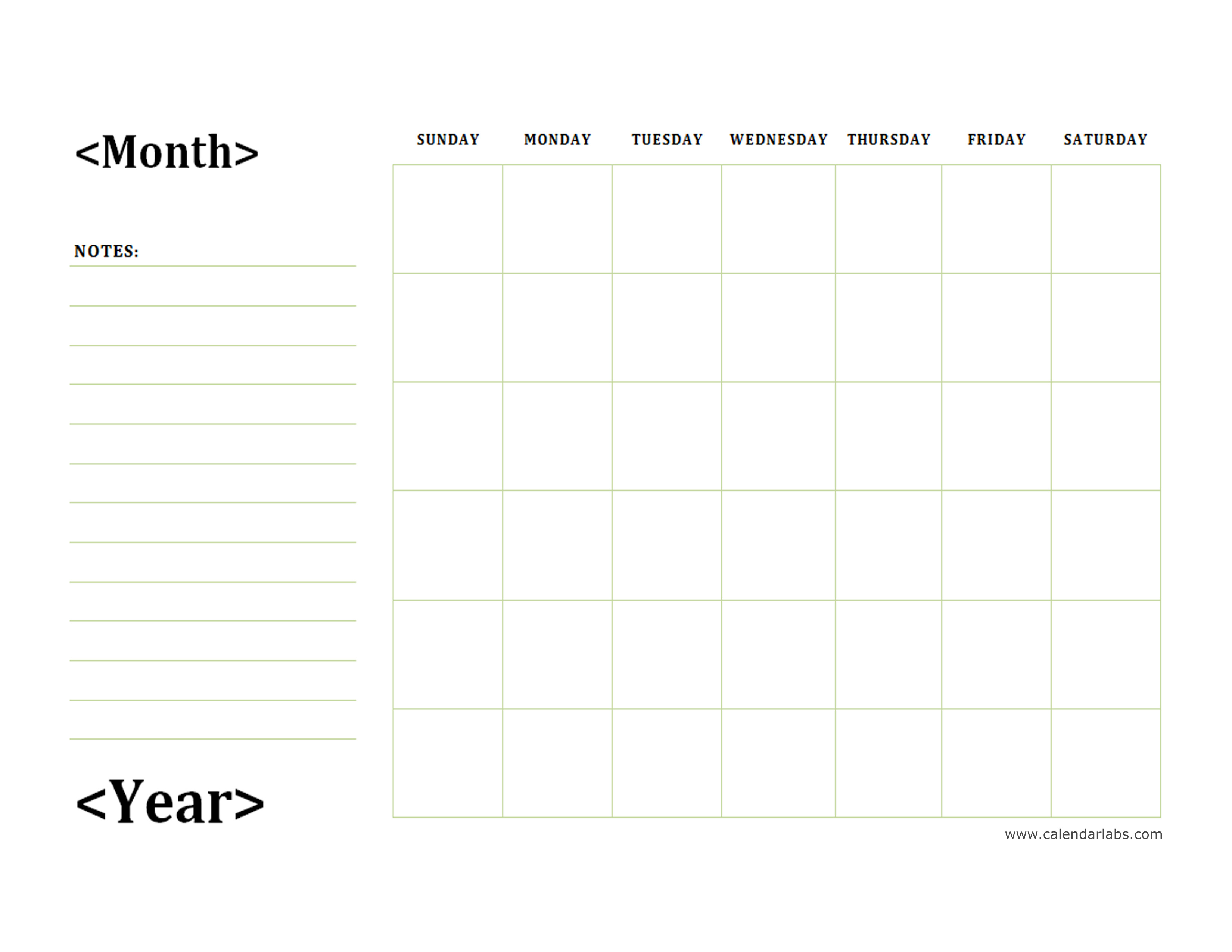 Printable Blank Monthly Calendar With Notes Free By 123freevectors On Gambaran