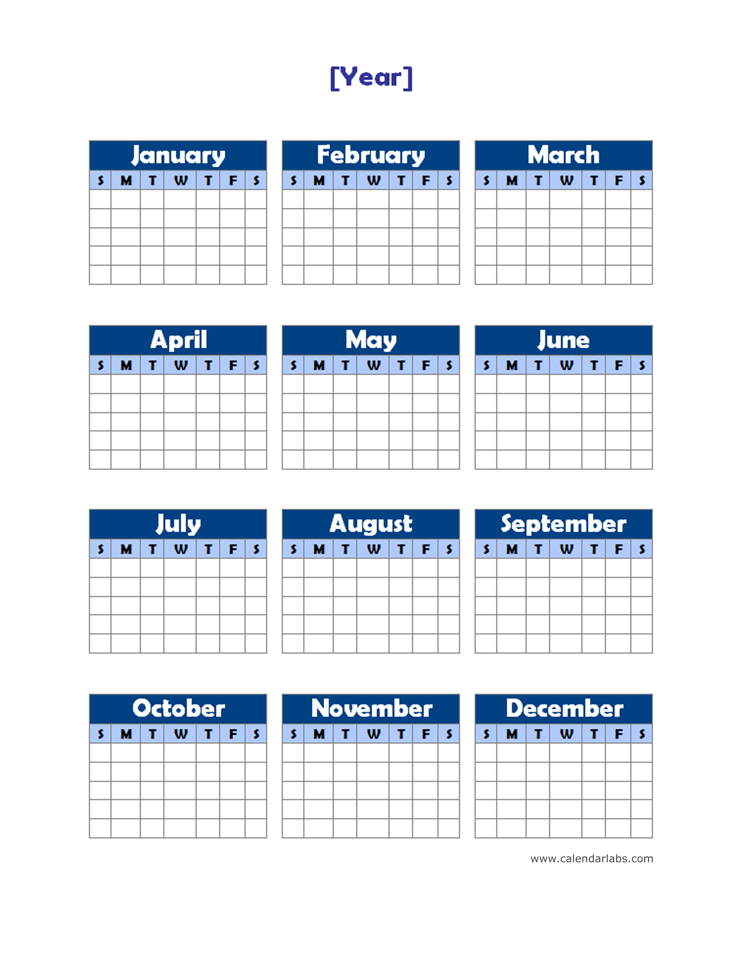 Yearly Printable Calendars Customize and Print