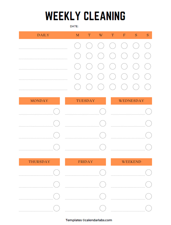 Customizable Free Editable Cleaning Schedule Template