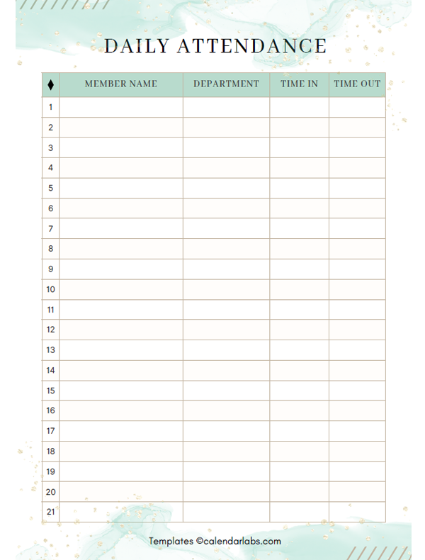 Daily Attendance Sheet For Employees