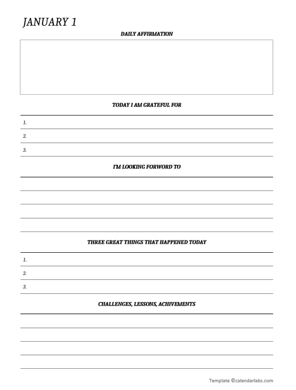 Daily Gratitude Journal Template Free Printable Templates