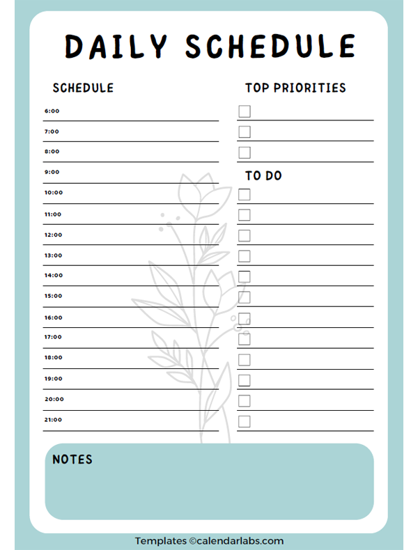  Daily Schedule Template Pdf Free Printable Templates