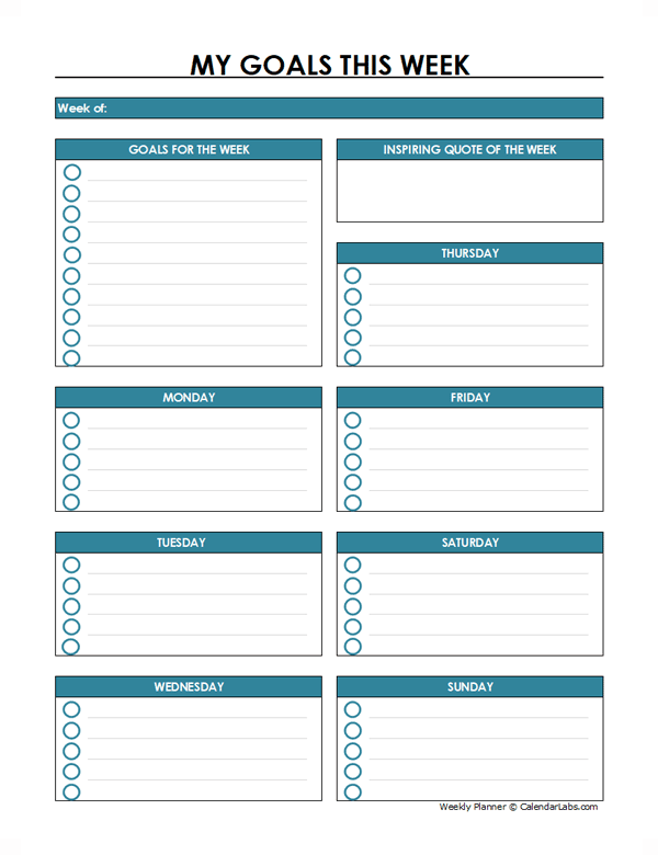 free printable weekly planner template free printable templates