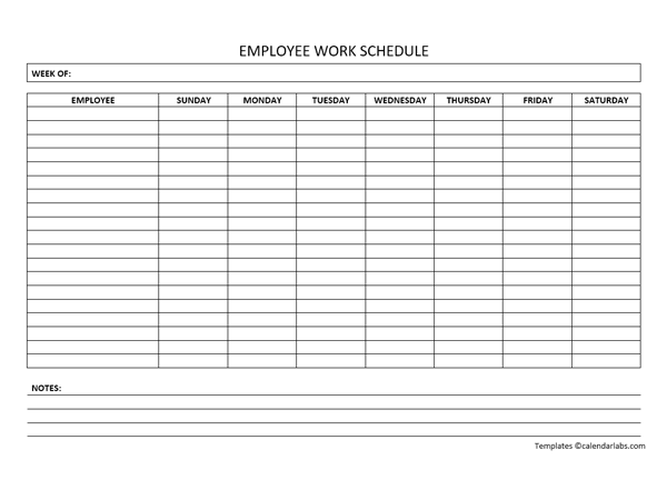 employee weekly work schedule