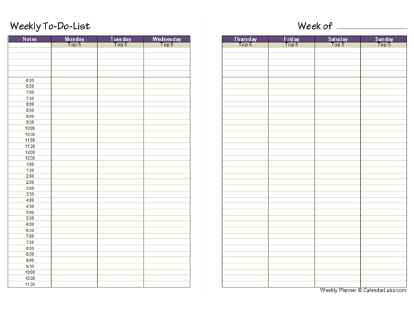Free Weekly Planner With Hours Free Printable Templates