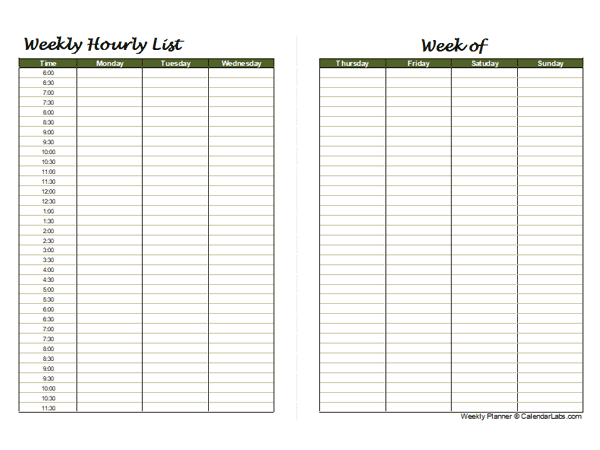 Free Hourly Schedules In Pdf Format 20 Templates Free Printable Weekly Hourly Daily Planner 