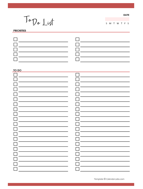 Printable To Do List Template Free Printable Templates