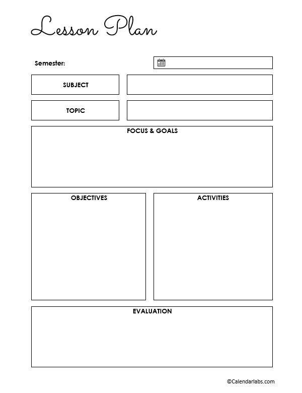 Teacher Lesson Planner Template Free Printable Templates