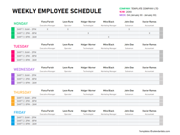 excel scheduling template employees