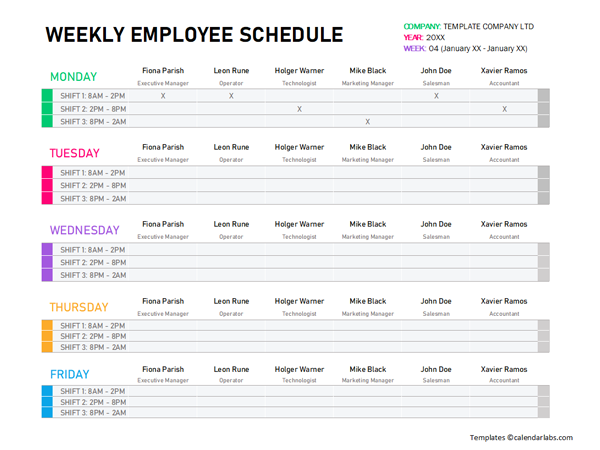 Employee Shift Schedule Form Templates Weekly Schedul Vrogue co