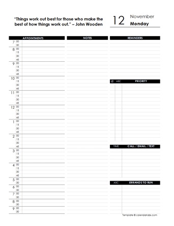 agend daily schedule pdf