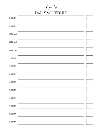 daily schedule template pdf kids