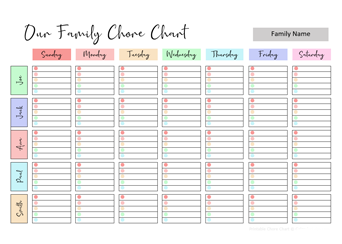 Family Chore Chart Printable