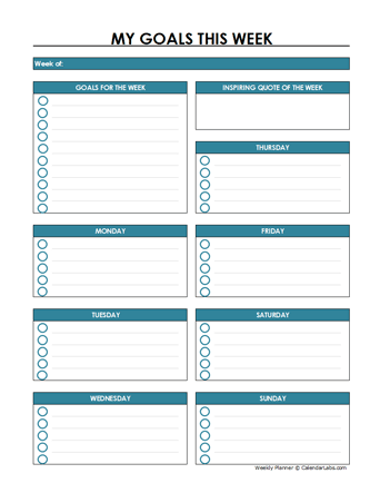 Free Weekly Planner Templates - CalendarLabs