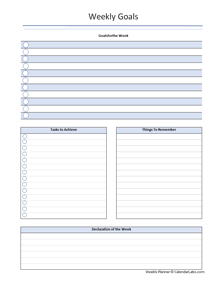 Free Weekly Goals Planner Template