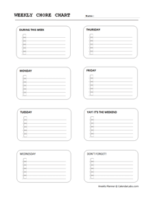 Free customizable chore chart templates to print