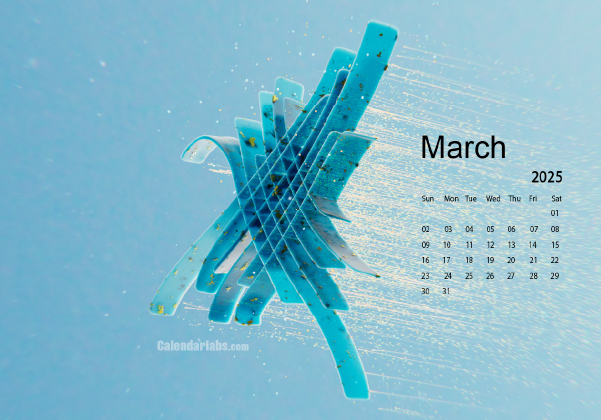 March 2025 Wallpaper Calendar Blue Theme.png