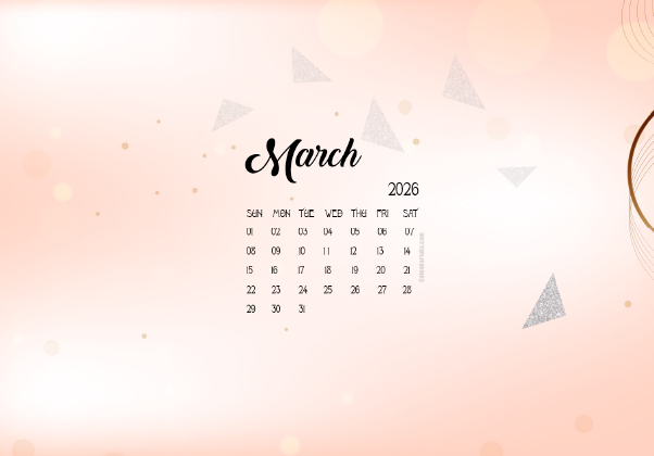 March 2026 Wallpaper Calendar Cute Glitter.png