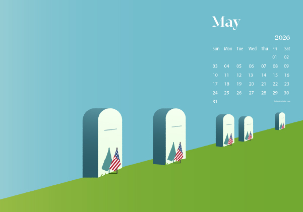 May 2026 Wallpaper Calendar Memorial Day.png