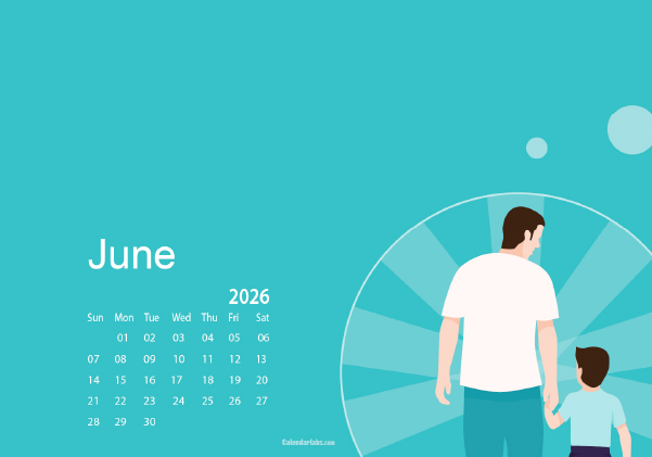 June 2026 Wallpaper Calendar Fathers Day Celebrations.png