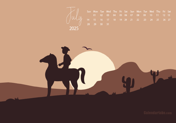 July 2025 Wallpaper Calendar Cowboy.png