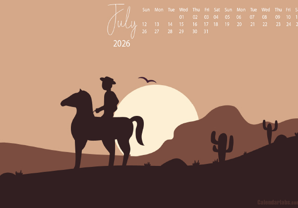 July 2026 Wallpaper Calendar Cowboy.png
