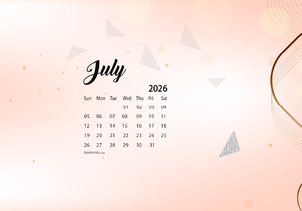 July 2026 Wallpaper Calendar Cute Glitter.png
