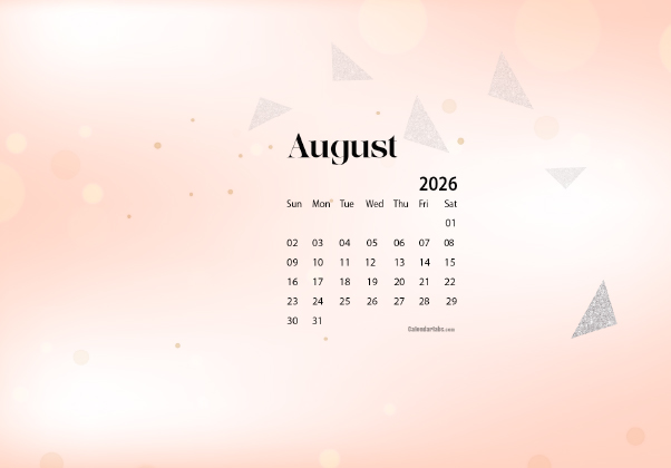 August 2026 Wallpaper Calendar Cute Glitter.png